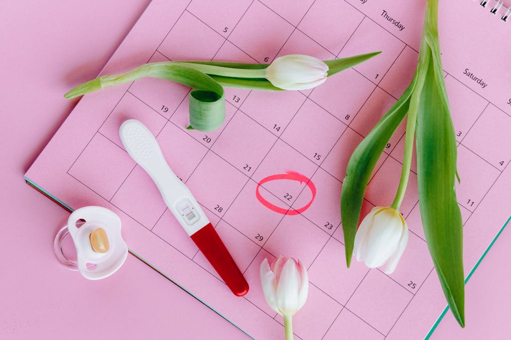 White and Pink Tulips on Pink Surface